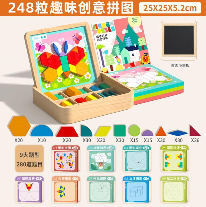 Wooden Three-Dimensional Jigsaw Puzzle Jigsaw Puzzle Geometric Intelligence Development Building Blocks Kindergarten Children'S Educational Toys For 3 To 6 Years Old - Image 1